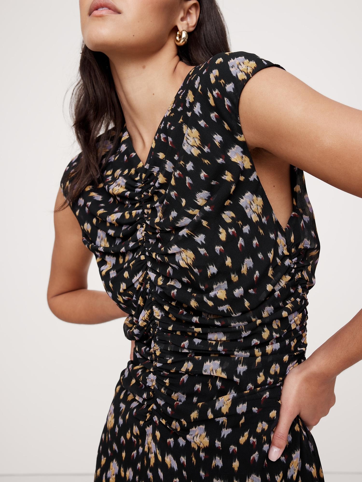 Georgette Ruched-Front Mini Dress Product Image