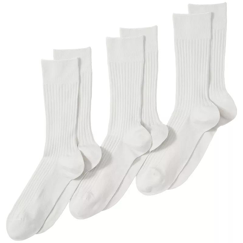 Men's Lands' End Seamless-Toe Cotton 3-Pack Dress Socks, Size: Large, Light Grey Product Image