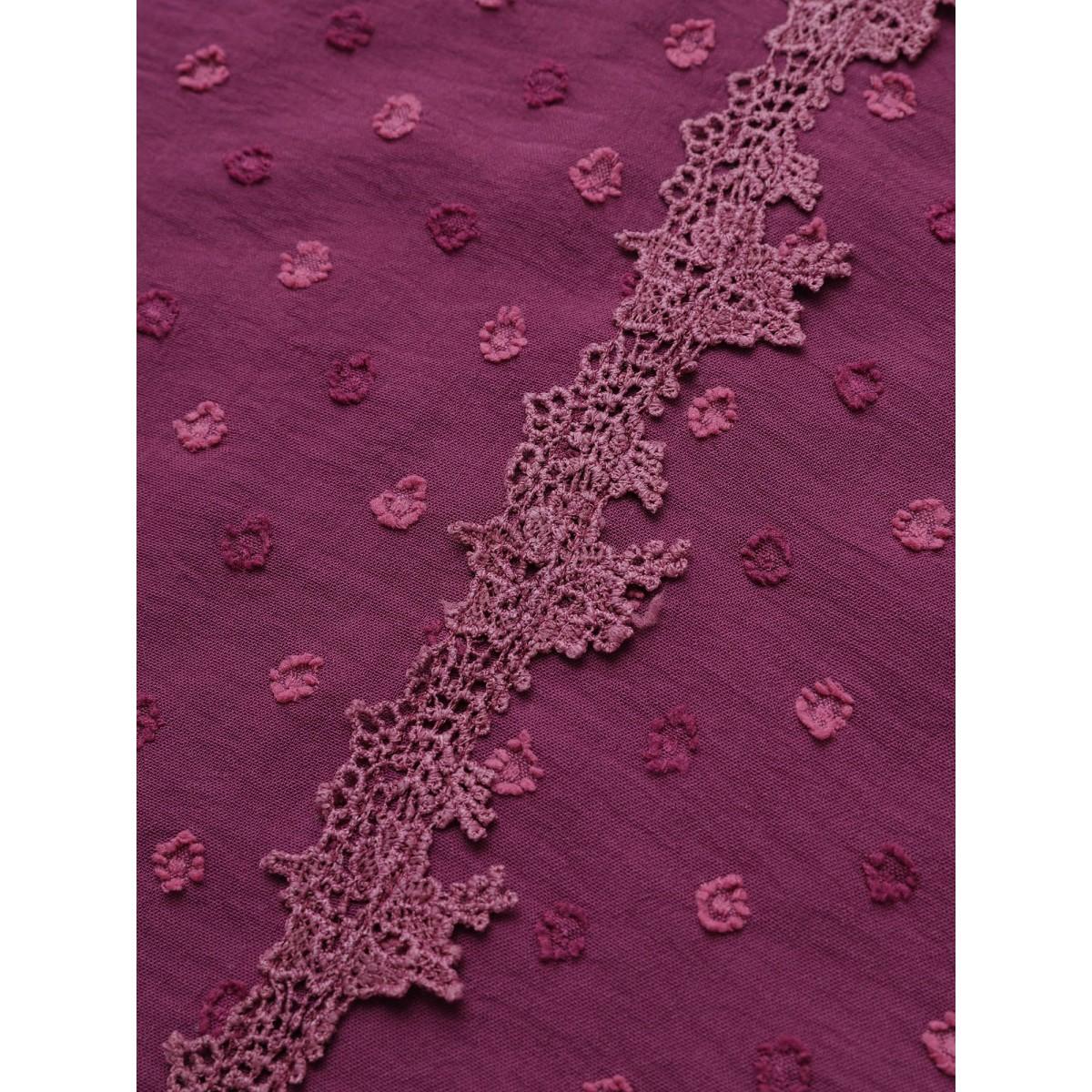 Plus Size Solid V Neck Lace Panel Textured Tank Top Women Purple Elegant Texture Work Tank Tops Camis BloomChic 12/L Product Image