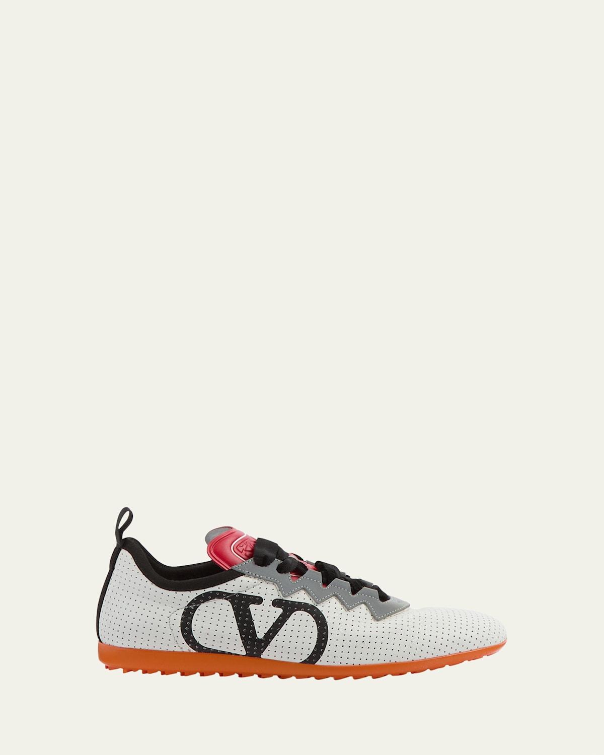 VALENTINO GARAVANI Chromathon Low-top Sneakers In Perforated Leather In Multi Product Image