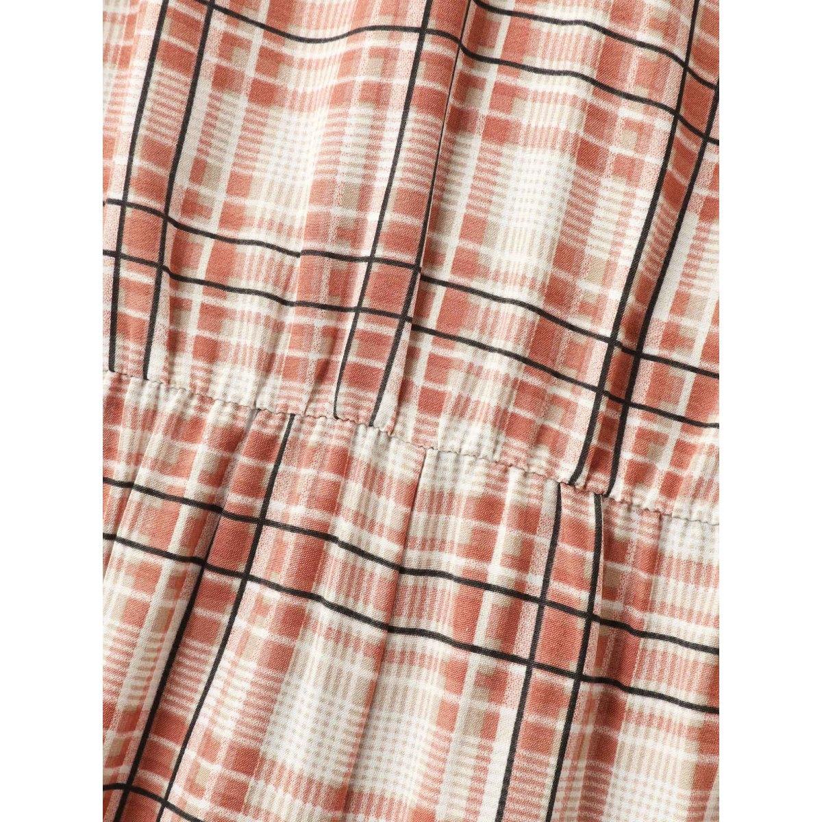 Plus Size Rust Plaid Pockets Wide-Leg Jumpsuit Women Sleeveless Square Neck Everyday-Casual Loose Jumpsuits BloomChic 12/L Product Image