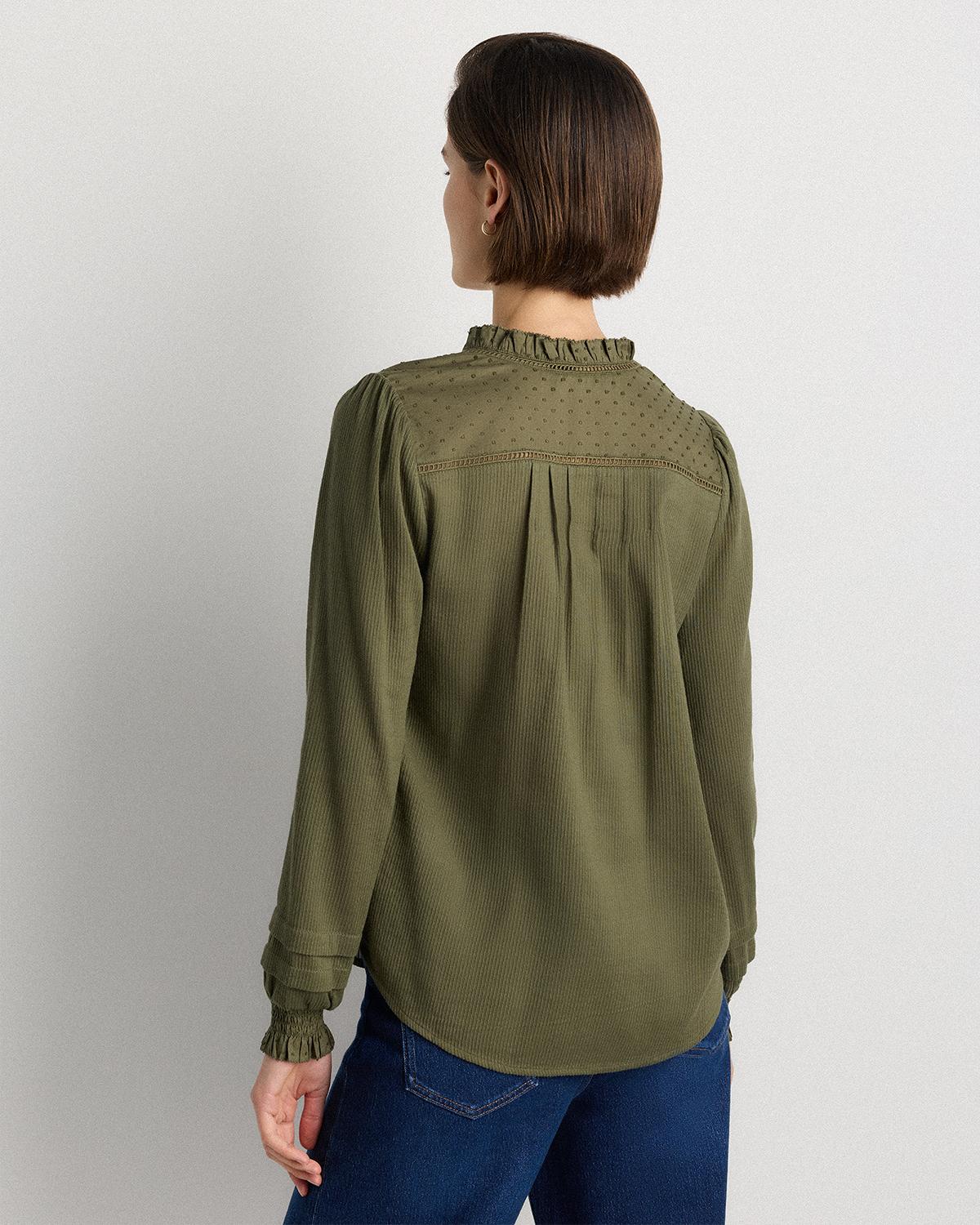 Quince | Women's Organic Textured Cotton Peasant Blouse Organic Cotton Product Image