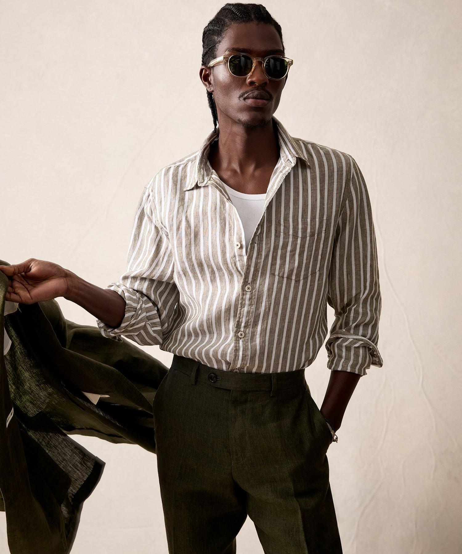 Slim Sea Soft Irish Linen Point Collar Shirt Product Image