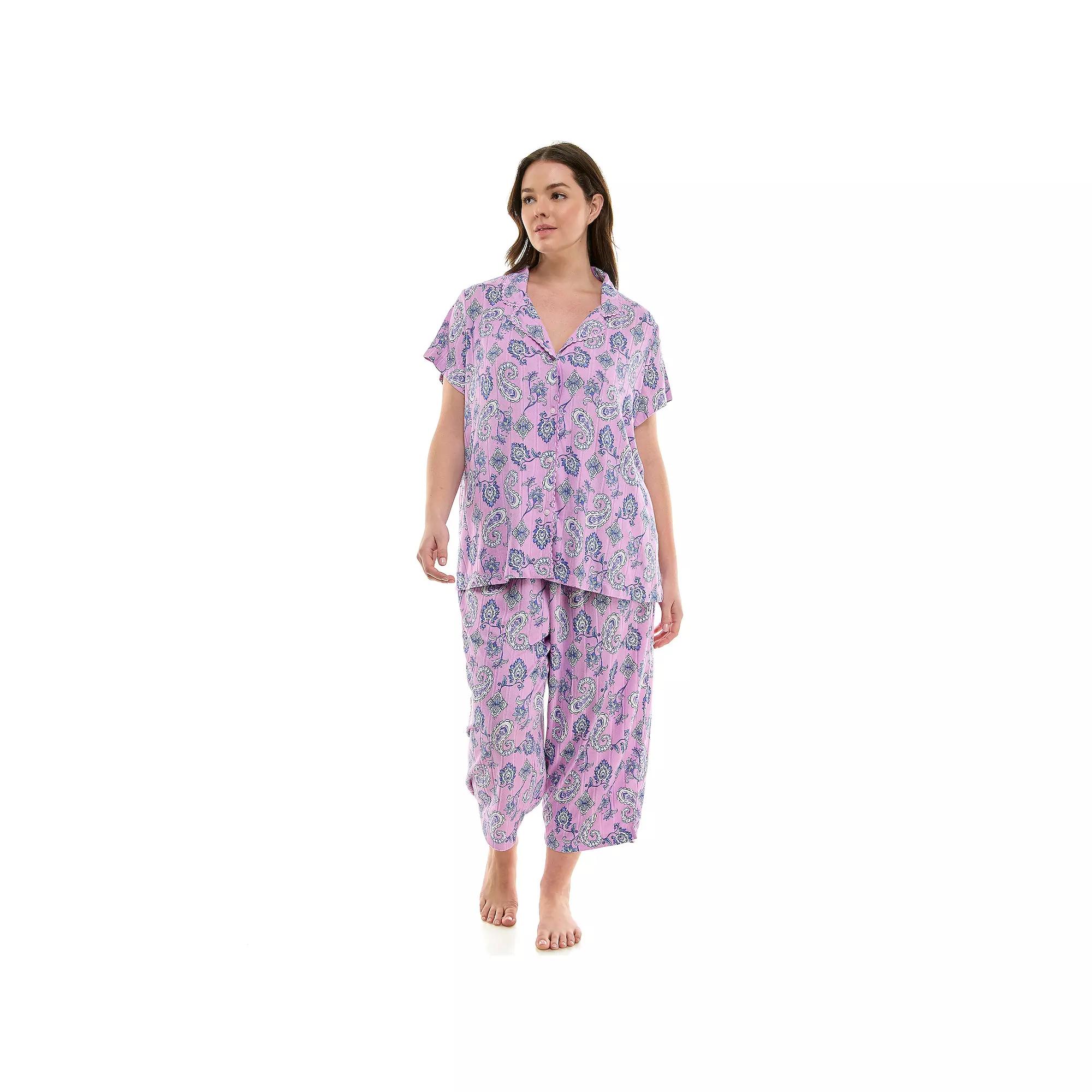 Plus Size Croft & Barrow® Wonderluxe Pajama Top & Pajama Pants Set, Women's, Size: 3XL, Cece Paisley Product Image