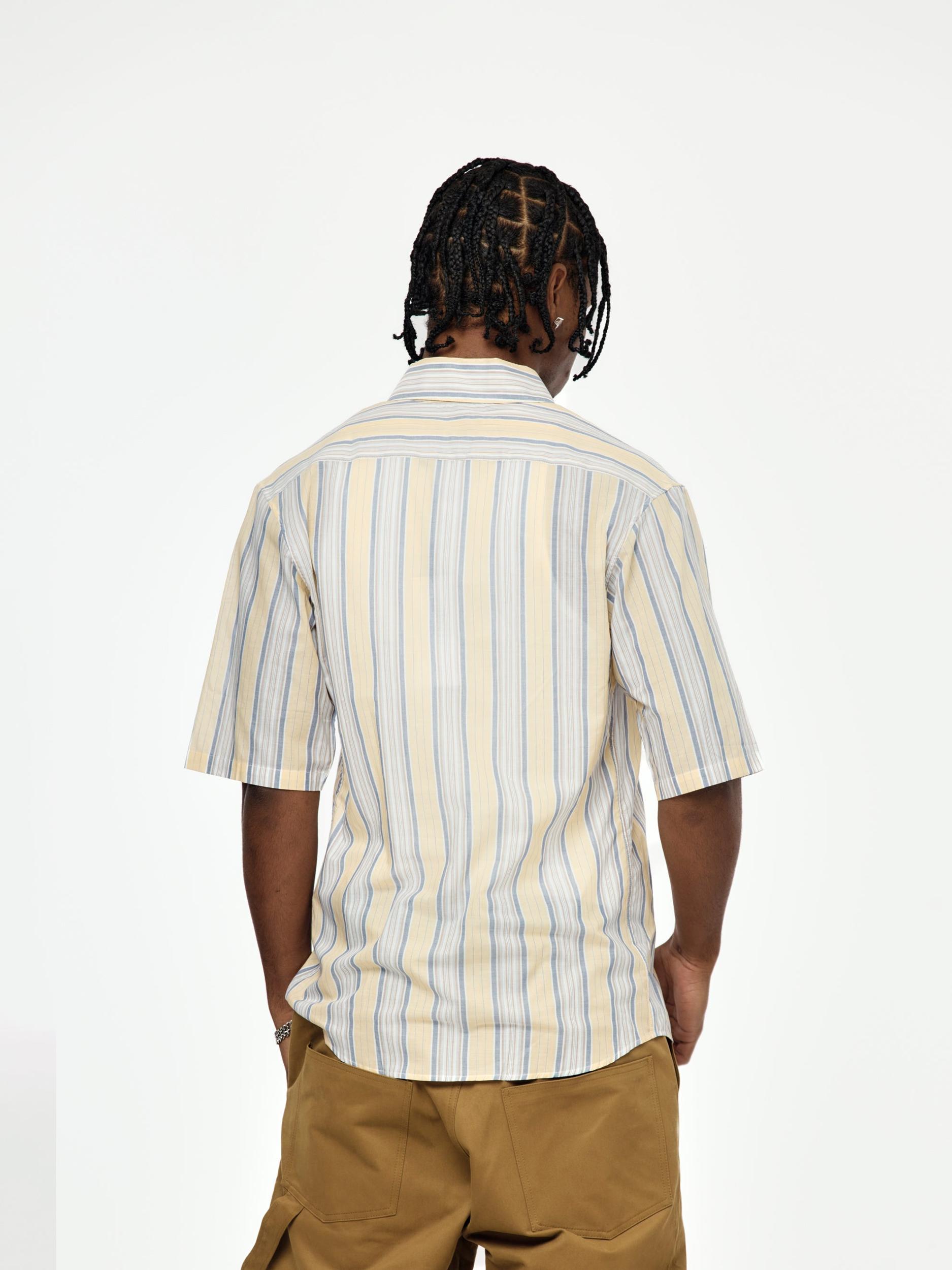 Stripe S/S Casual Shirt (Yellow/Blue) Product Image