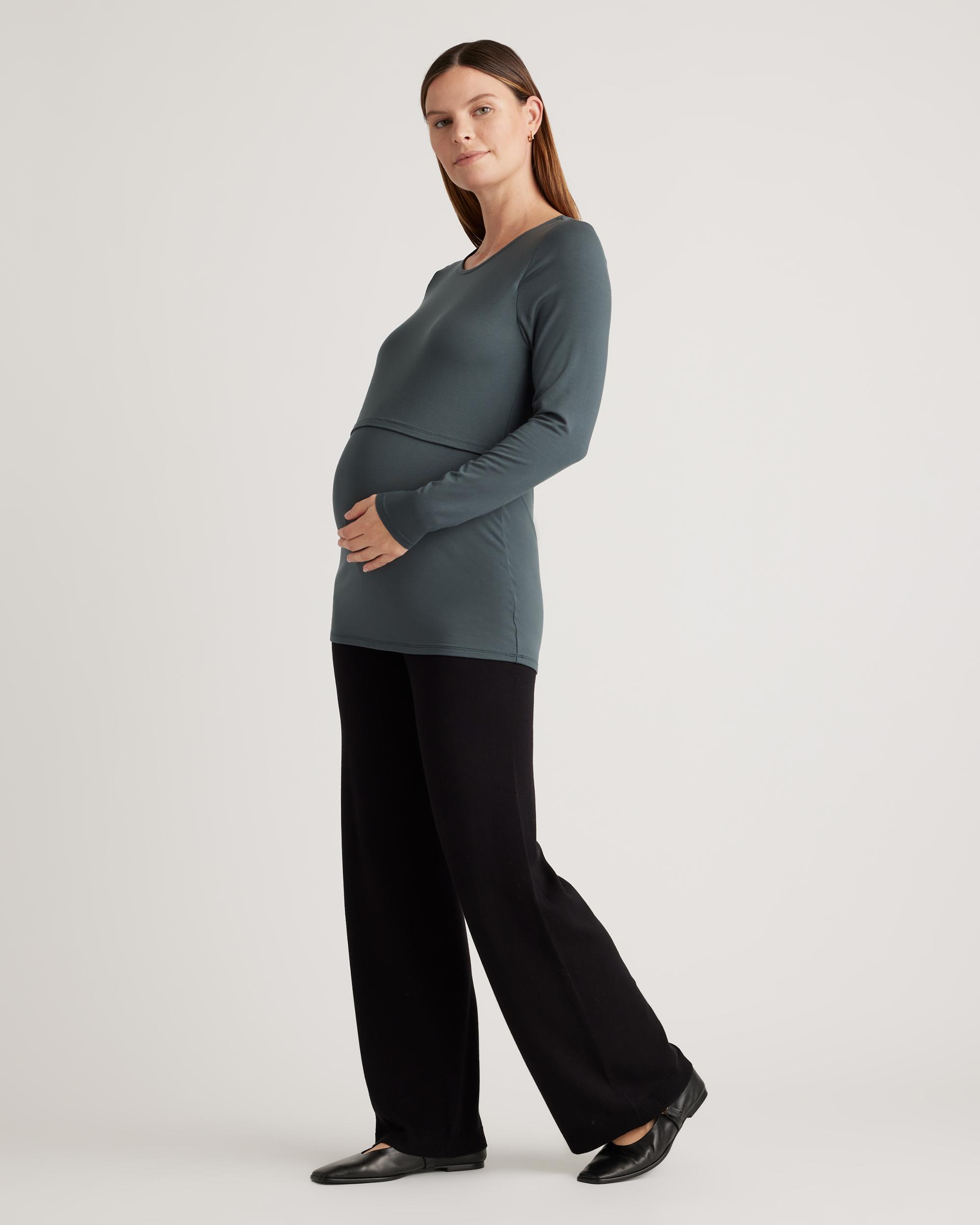 Quince | Women's Tencel Jersey Maternity & Nursing Long Sleeve Relaxed Fit T-Shirt 2-Pack Size XS, Lenzing Modal Product Image