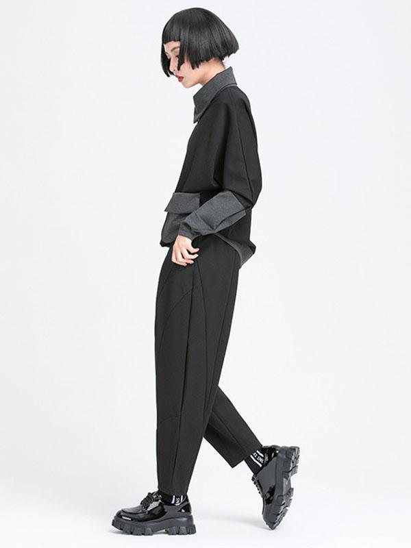 Simple Harem Pants Loose Elasticity Solid Color Casual Pants Bottoms Product Image