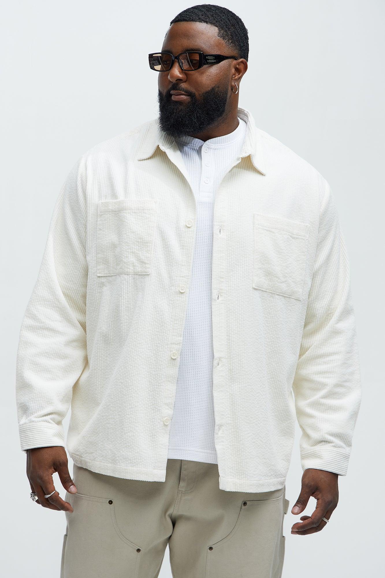 Corduroy Pocket Button Up Shirt - Off White Product Image