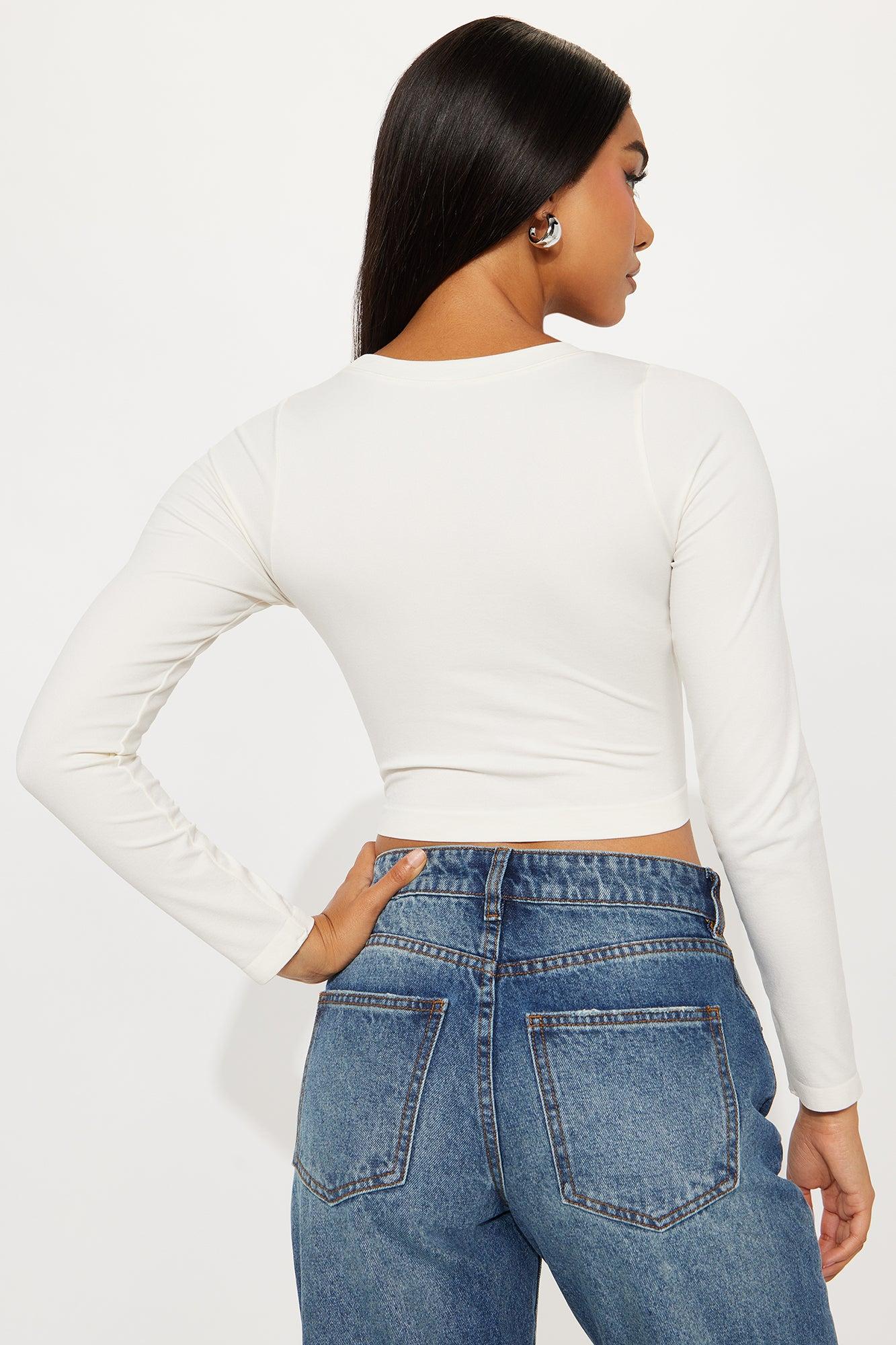 Bria Crew Neck Basic Top - Cream Female Product Image