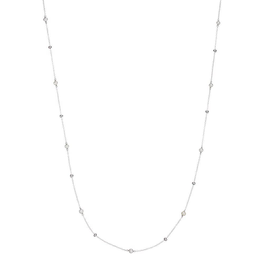 Sterling Silver Freshwater Cultured Pearl Beaded Long Necklace, Women's, Size: 36", White Product Image