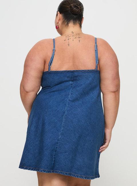 Arwen Denim Mini Dress Blue Curve Product Image