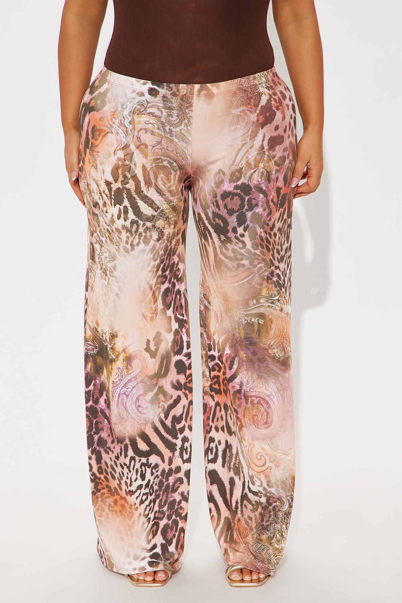 Wild Desire Leopard Wide Leg Pant - Rust/combo Product Image