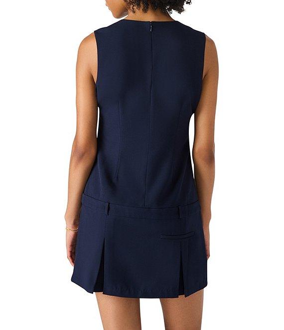 Steve Madden Henley V-Neck Sleeveless Drop Waist Pleated Mini Dress Product Image