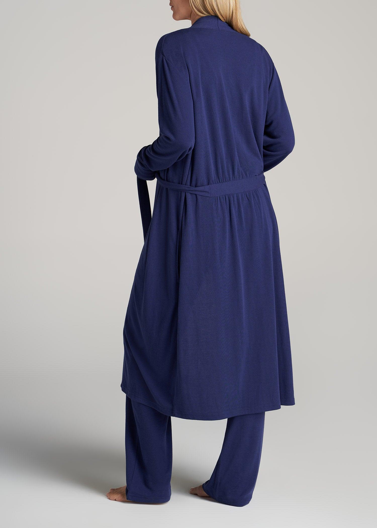 Waffle Lounge Robe for Tall Women in Midnight Blue Female Product Image
