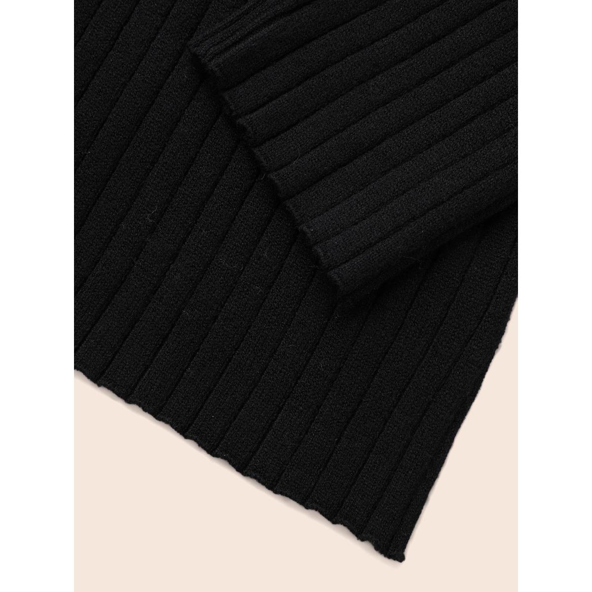 Plus Size Supersoft Essentials Colored Striped Polo Neck Pullover Black Women Casual Bodycon Long Sleeve Polo Everyday Pullovers BloomChic 10/M Product Image