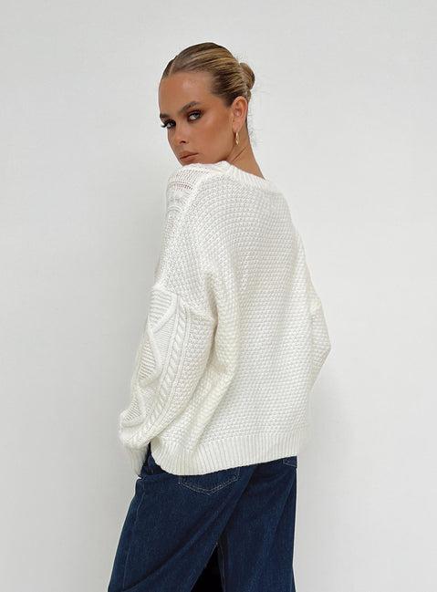 Canlish Cable Sweater Cream Lower Impact Product Image