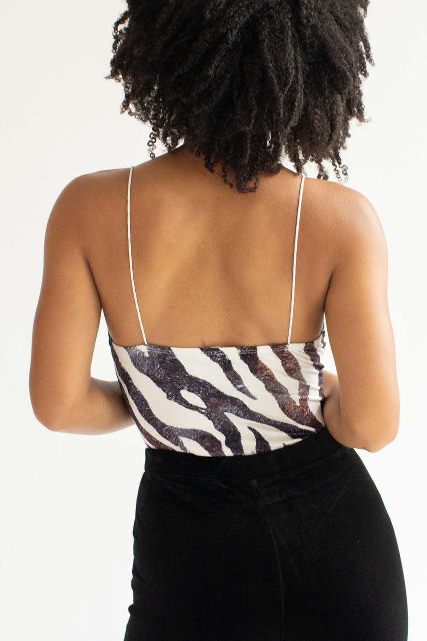 Zebra Print Lace Insert Bodysuit Product Image