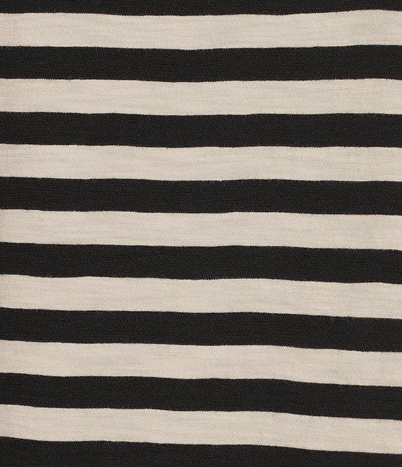 Lauren Ralph Lauren Plus Size Cotton Jersey Striped Square Neck Puff Sleeve Tee Product Image