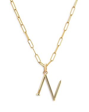 Zoe Lev 14K Yellow Gold Large Nail Initial Necklace, 18 Product Image