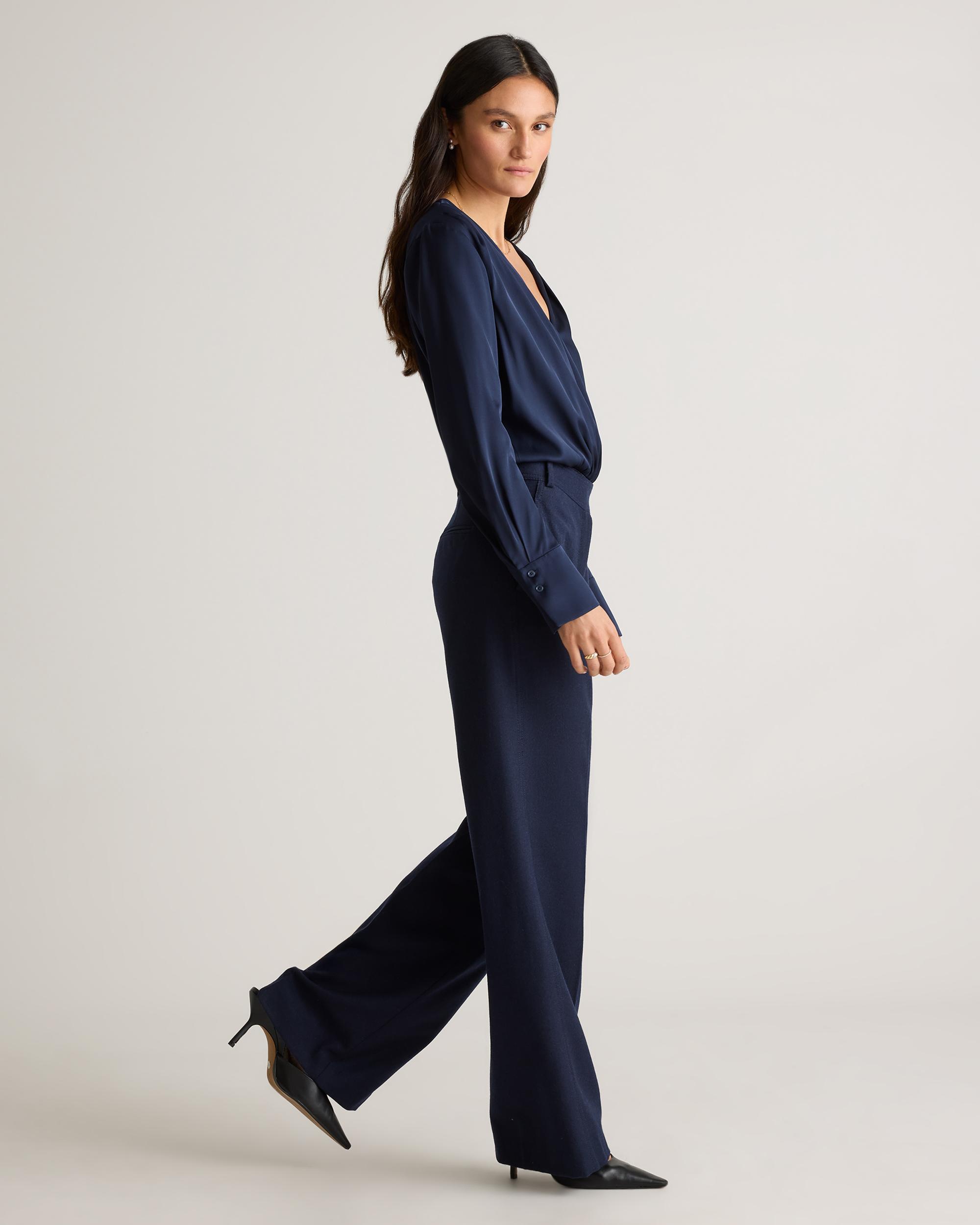 Quince | Women's Washable Stretch Silk Surplice Bodysuit Product Image