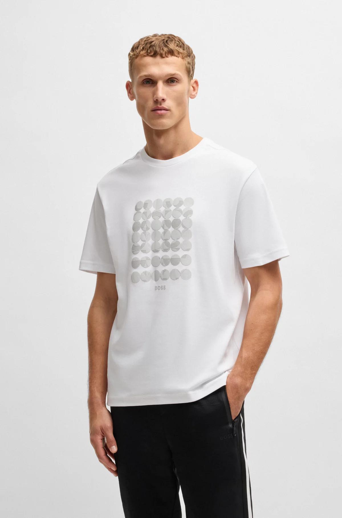 Boss Interlock-Cotton T-shirt with Circle Artwork Product Image