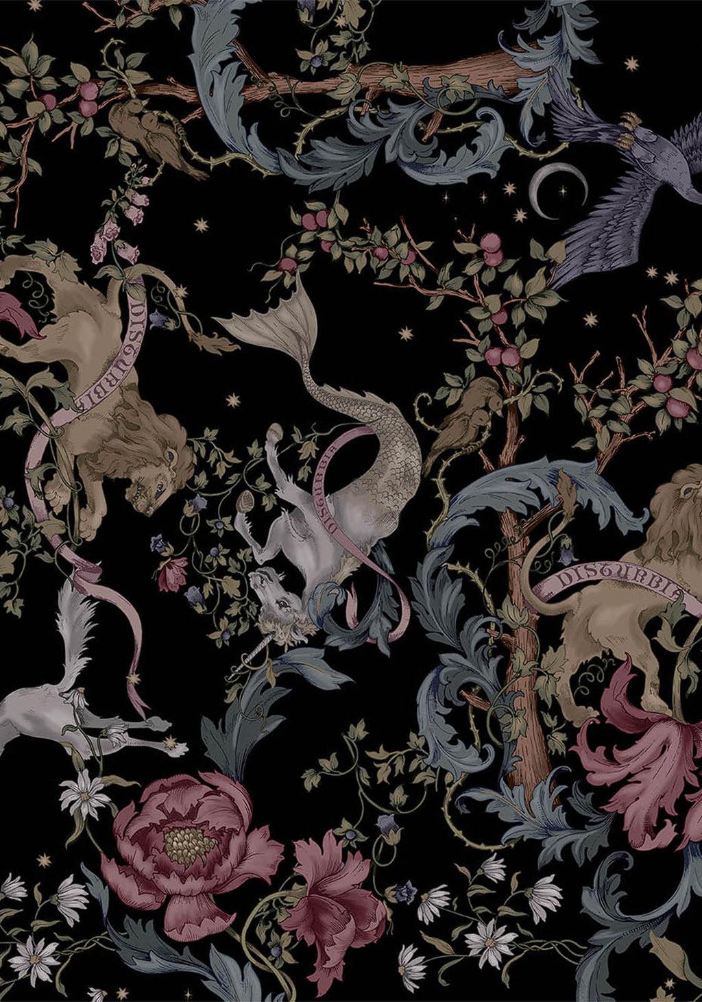 Merunicorn Enchanted Forest Print Puff Sleeve Midi Dress Product Image