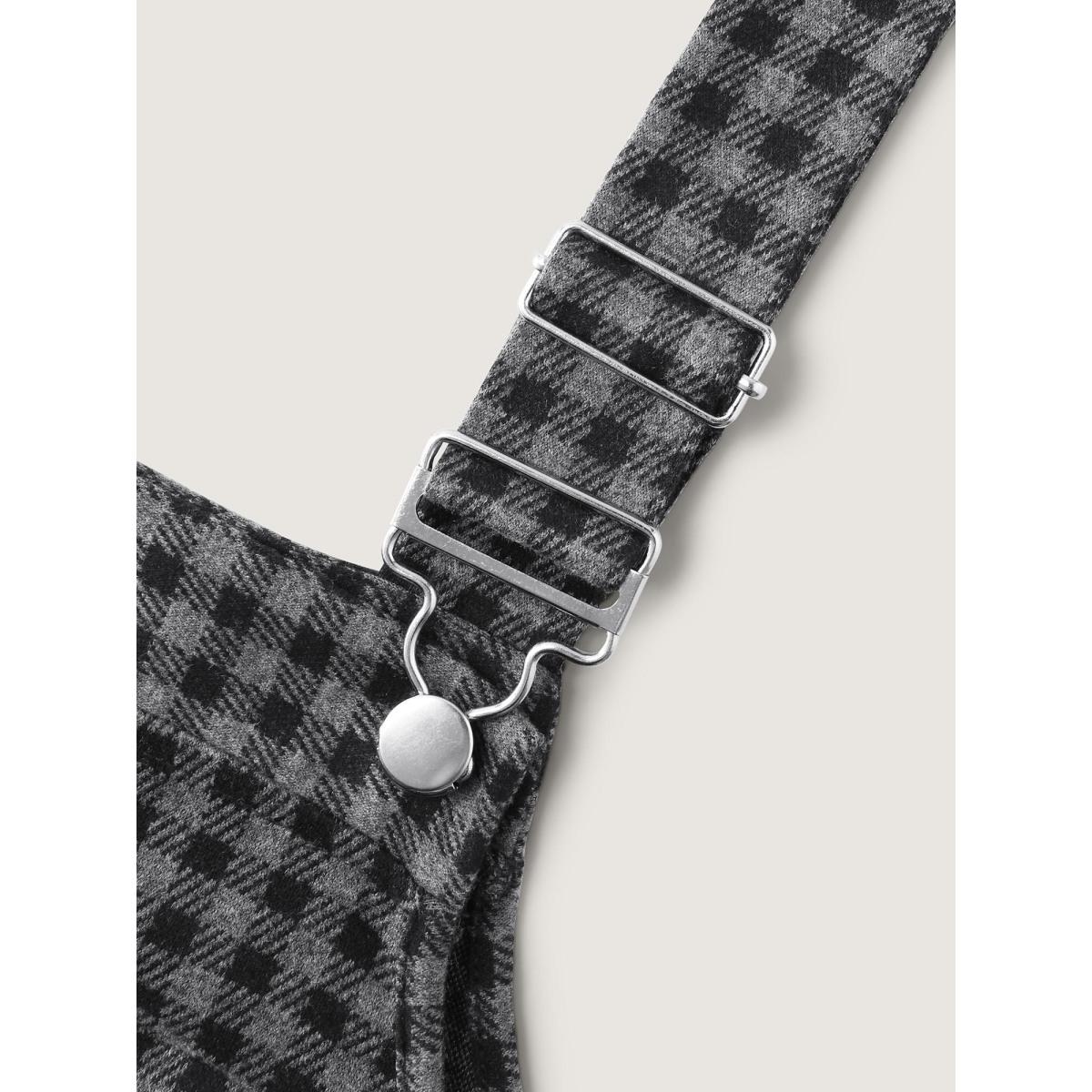 Plus Size Indigo Checkered Pattern Pleated Jumpsuit Women Leisure Sleeveless Non Casual Loose Jumpsuits BloomChic 10/M Product Image