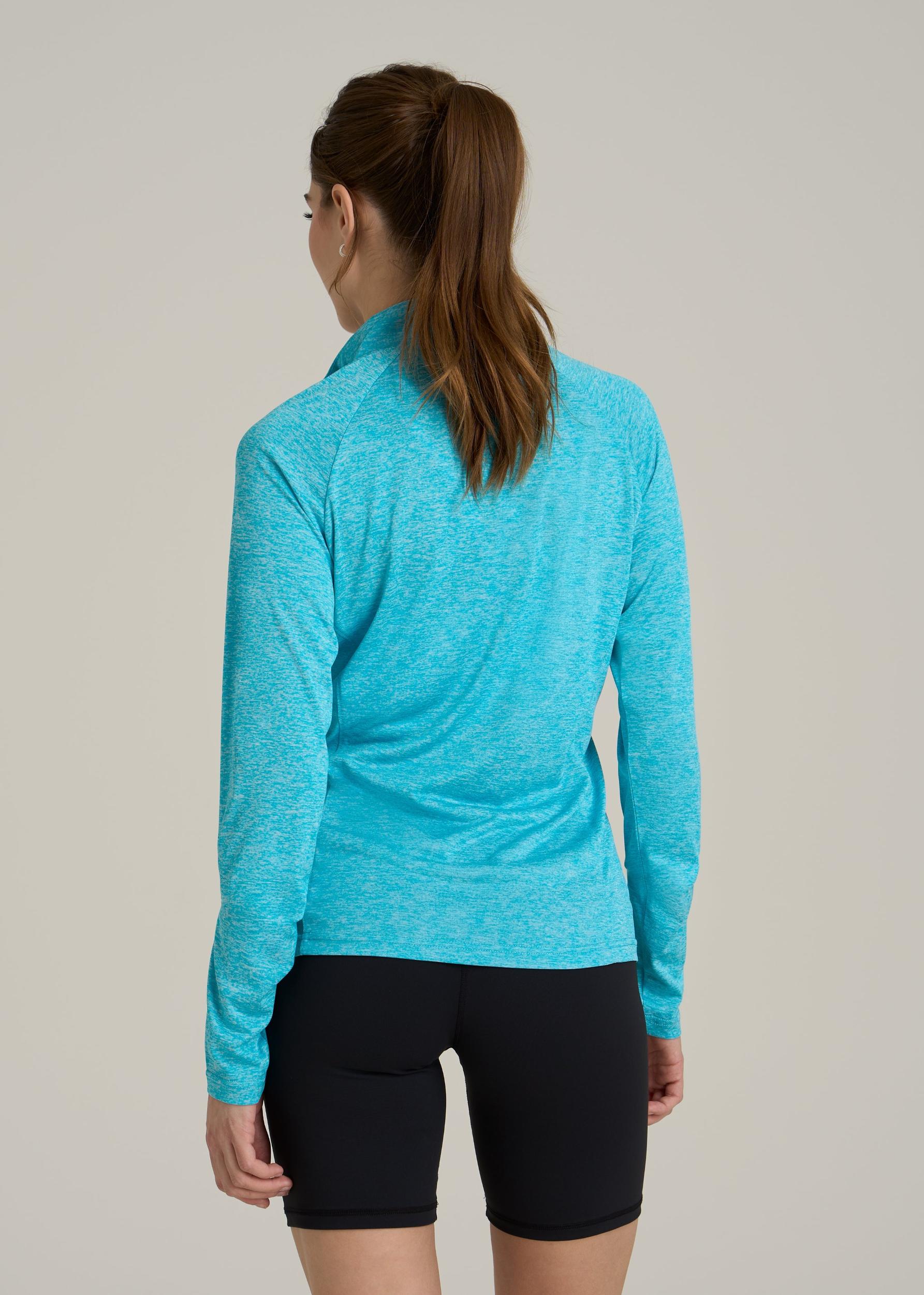 Long Sleeve Active Half-Zip Pullover Jacket for Tall Women in Scuba Blue Mix Female Product Image