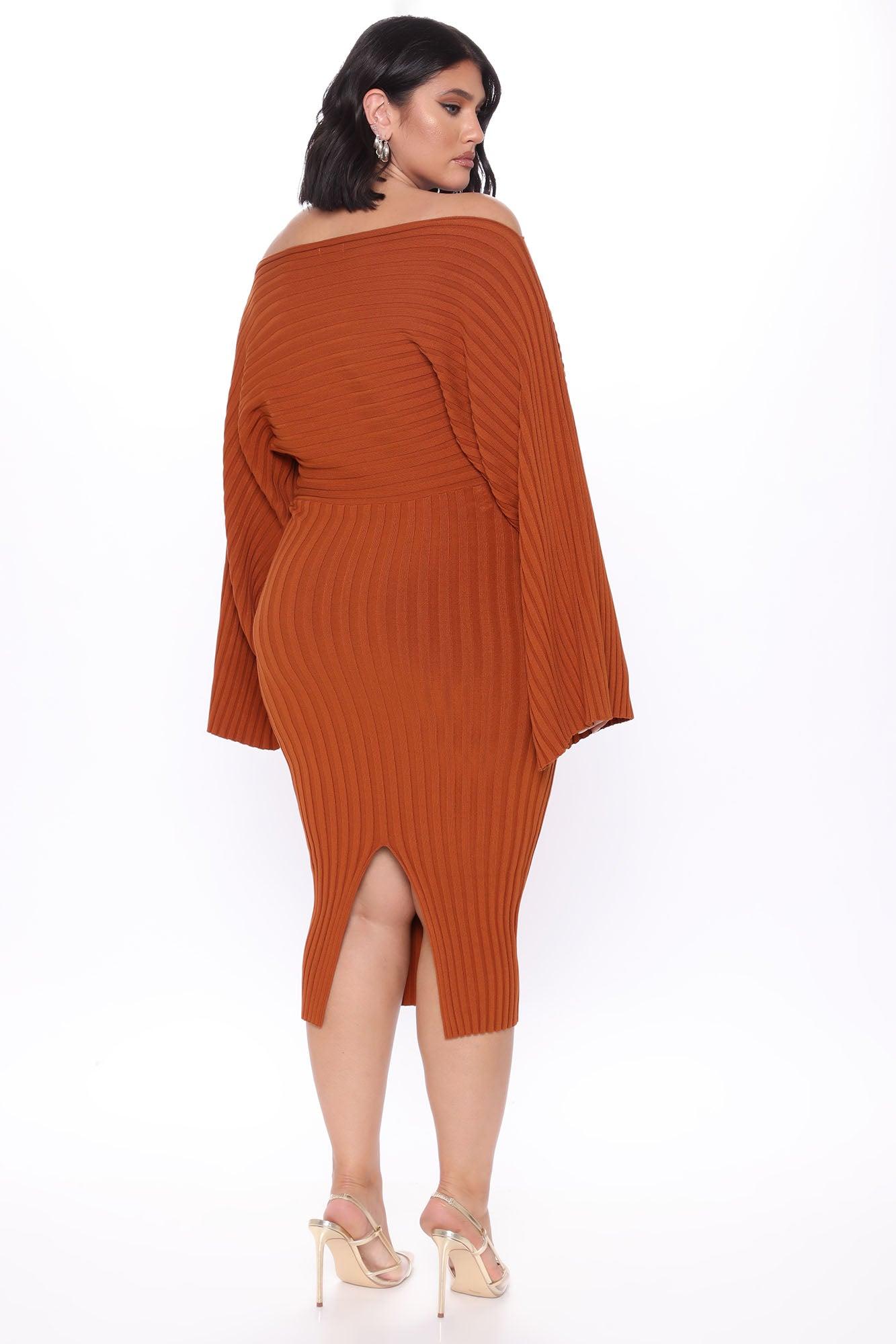 Heather Sweater Midi Dress - Cognac Female Product Image