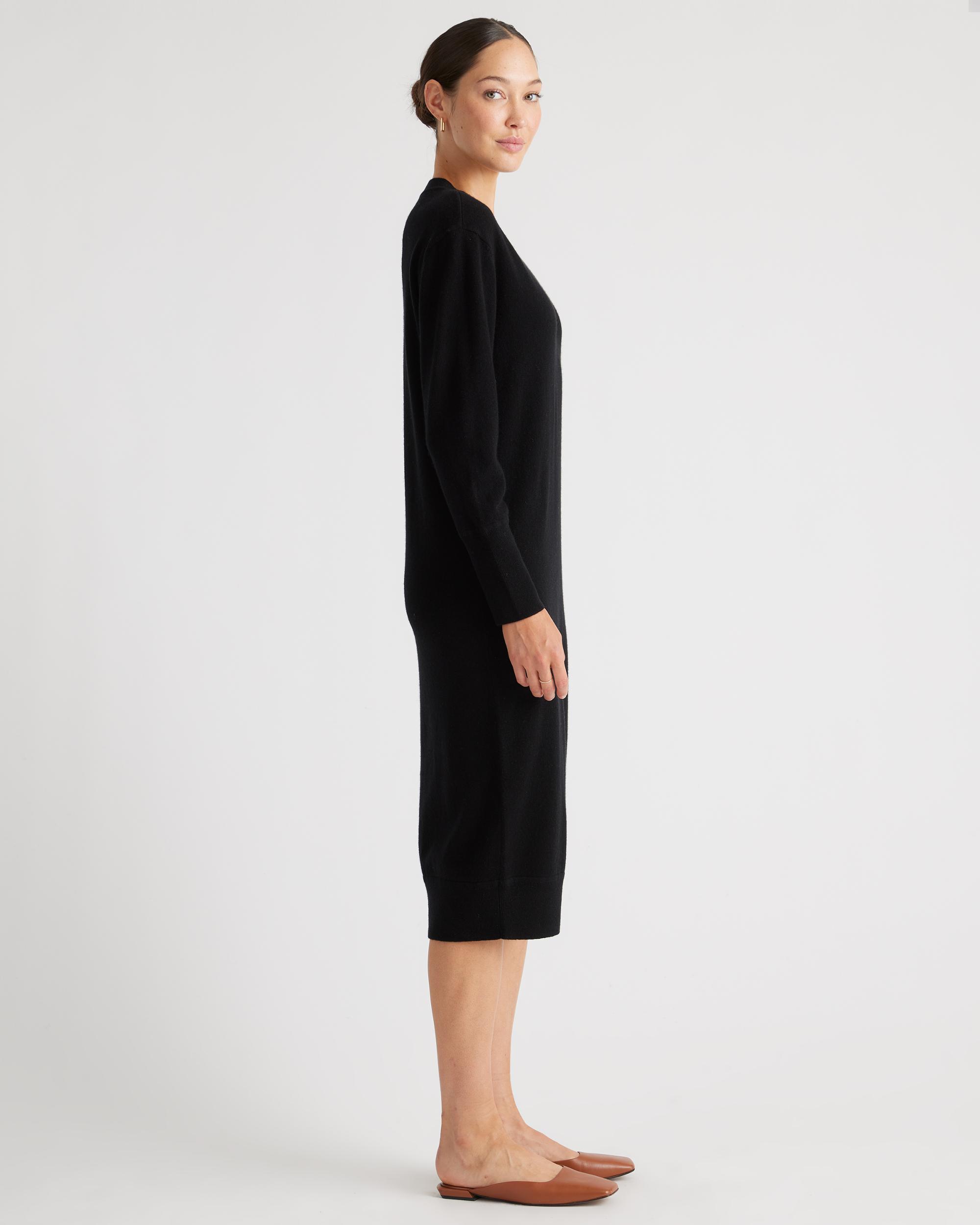 Quince | Women's Mongolian Cashmere V-Neck Midi Sweater Dress Size XL Product Image