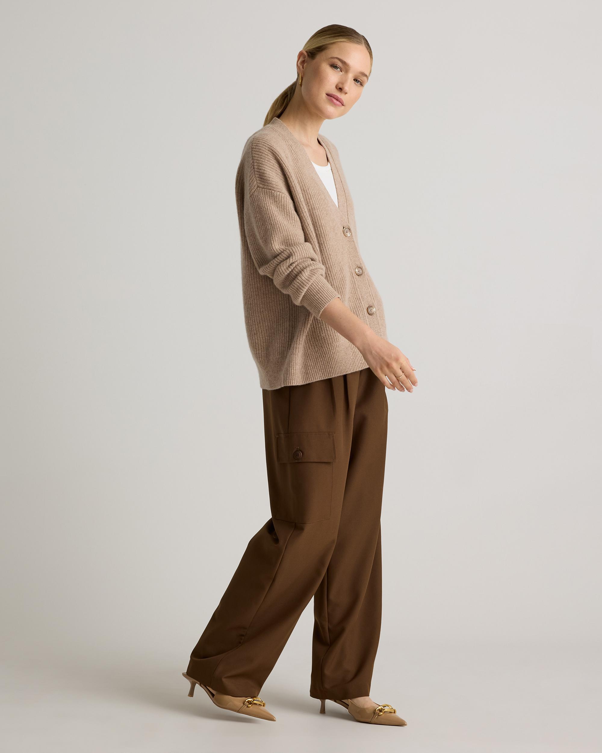 Quince | Women's Mongolian Cashmere Fisherman Boxy Cropped Cardigan Sweater Size XS Product Image