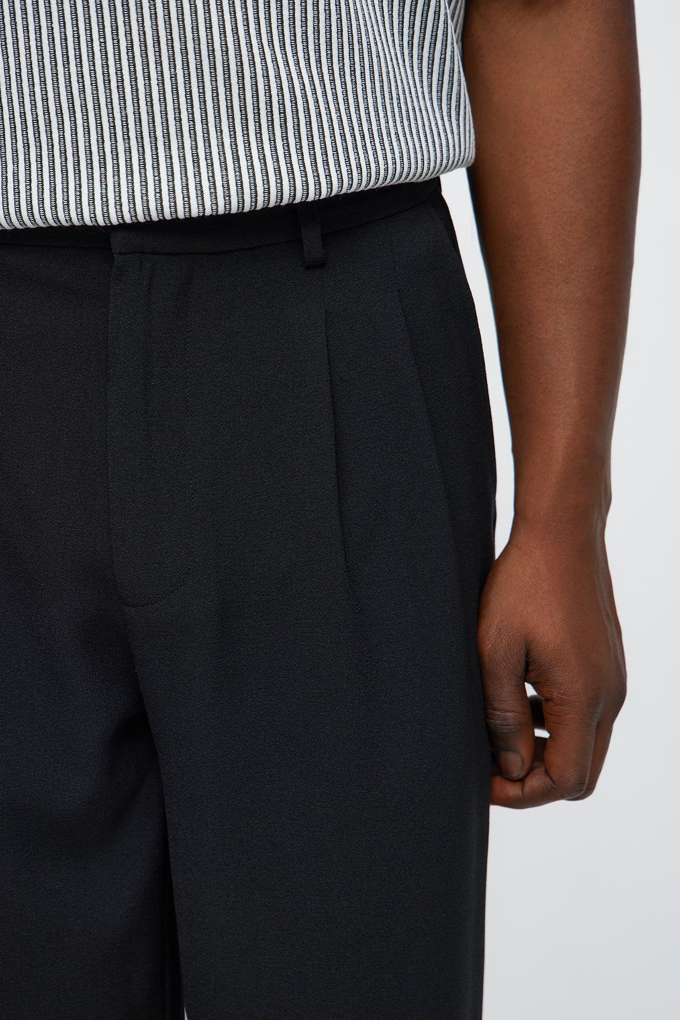Golden Hour Straight Double Pleated Trouser - Black Male Product Image