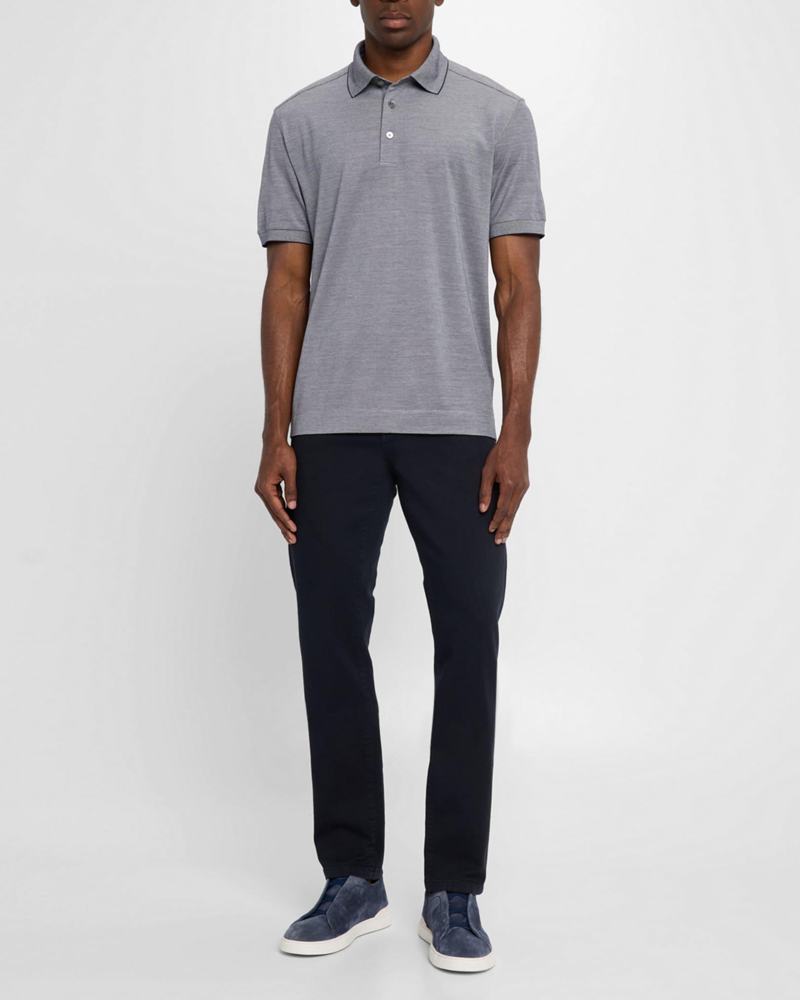 Men's Melange Cotton and Silk Polo Shirt Product Image