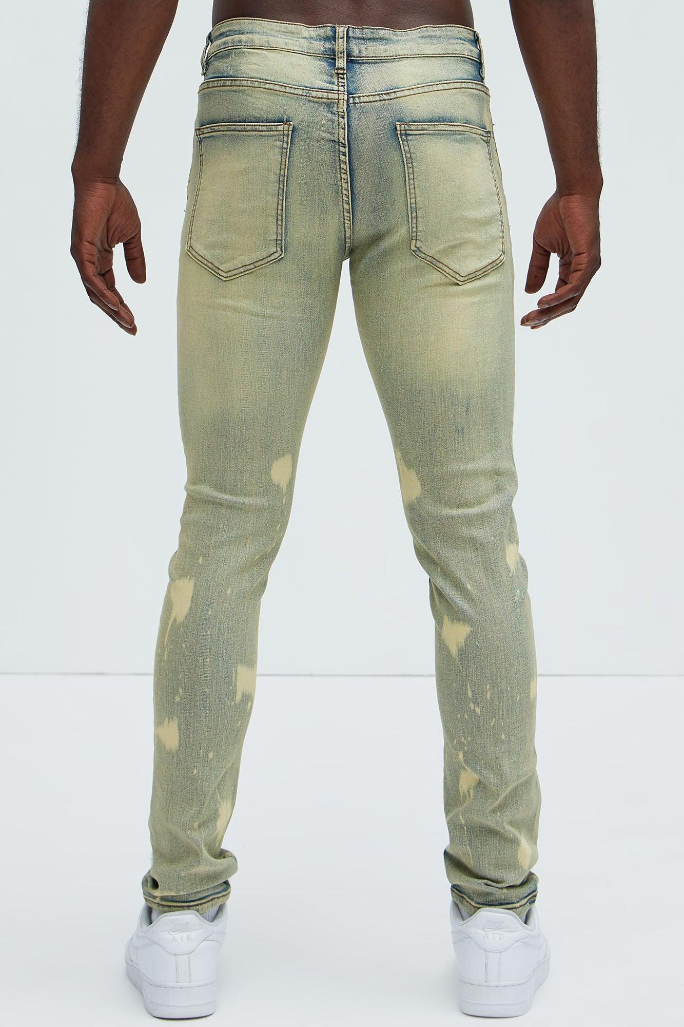 Bleach It With Fray Ripped Stacked Skinny Jeans - Vintage Blue Wash Product Image