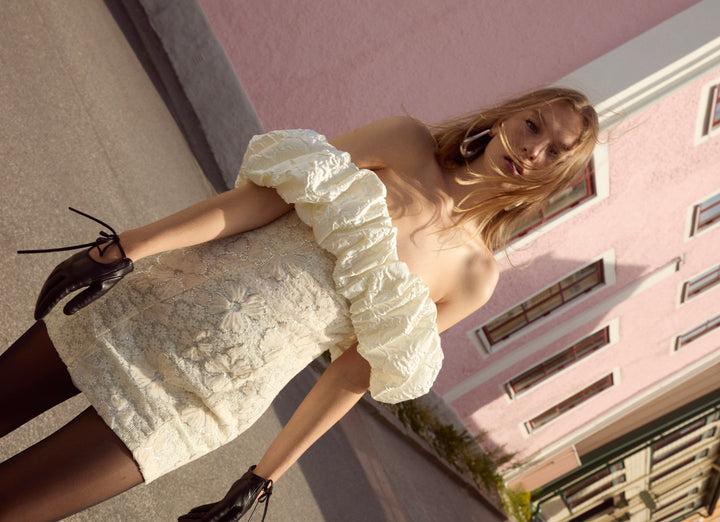 Snowflake Daisy Mini Dress — Cream Product Image