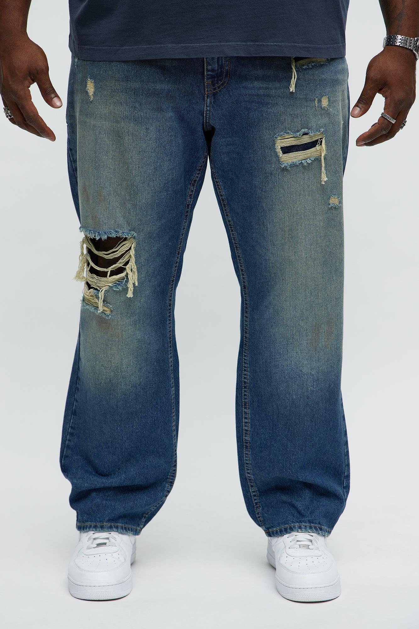 Subversive Distressed Slim Jeans - Medium Blue Wash Male Product Image