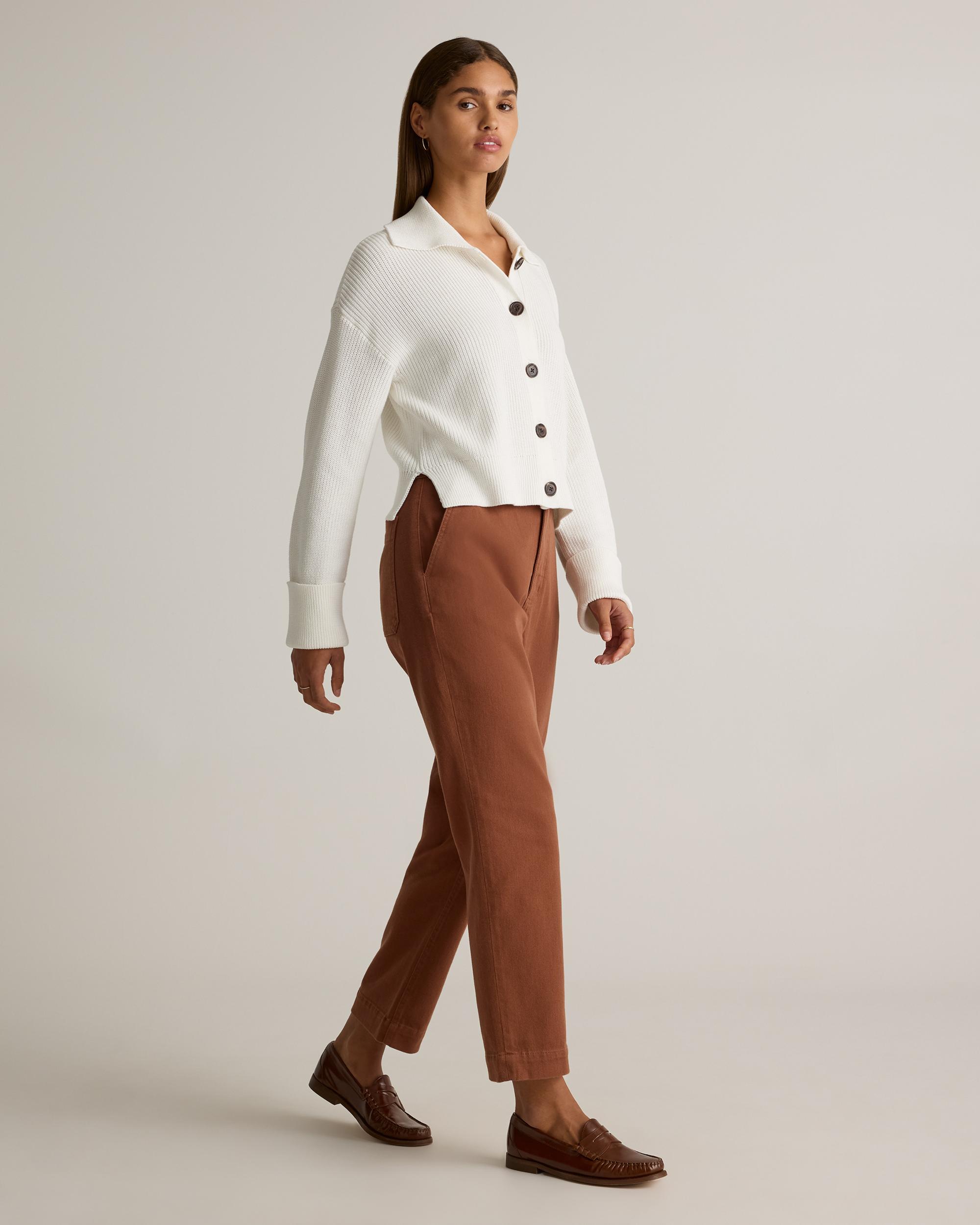 Quince | Women's Fisherman Collared Cardigan Sweater Organic Cotton Product Image