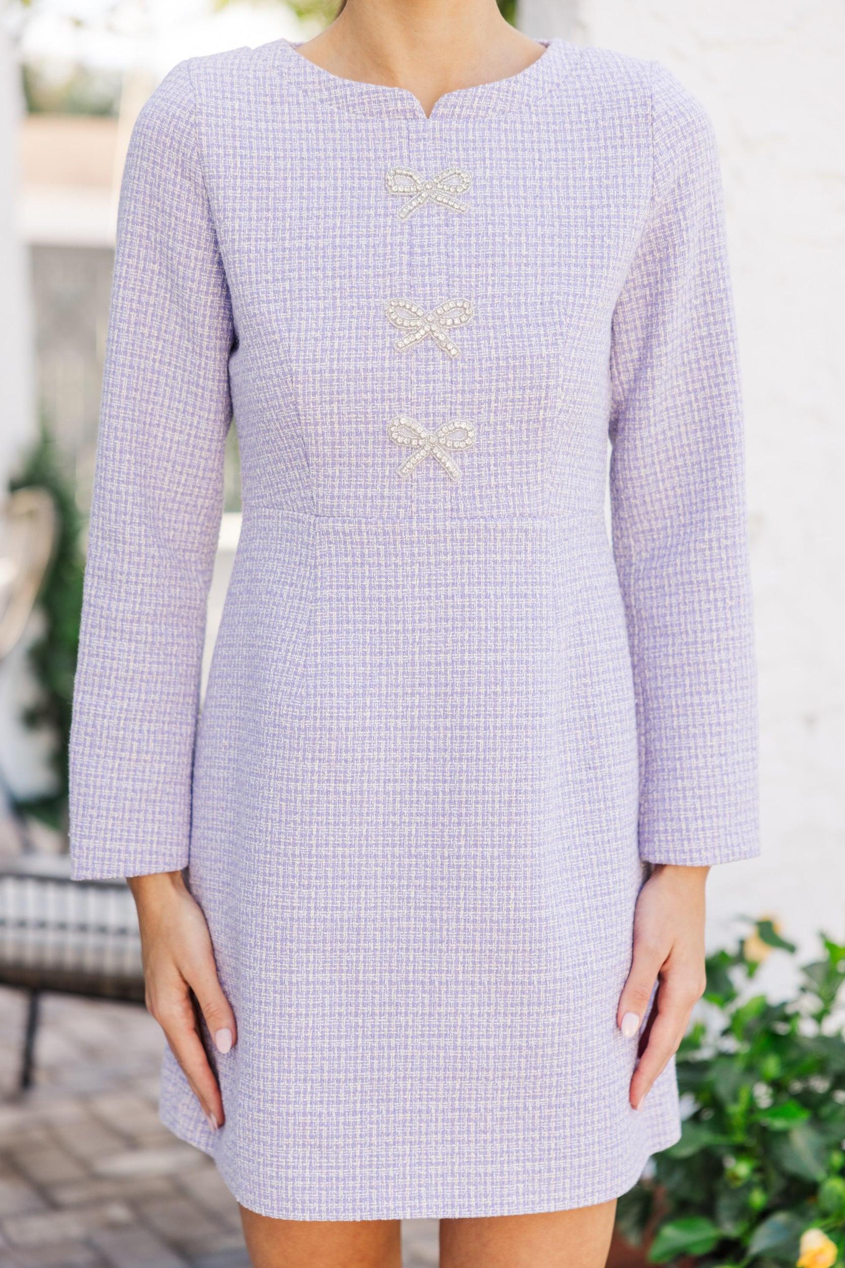 Speak Up Lavender Tweed Dress Female Product Image