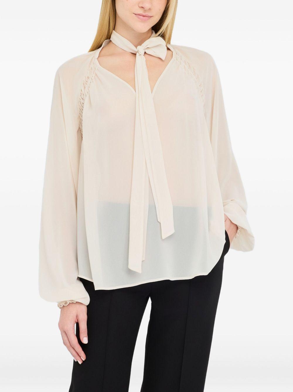 raglan-sleeve scarf-collar blouse Product Image