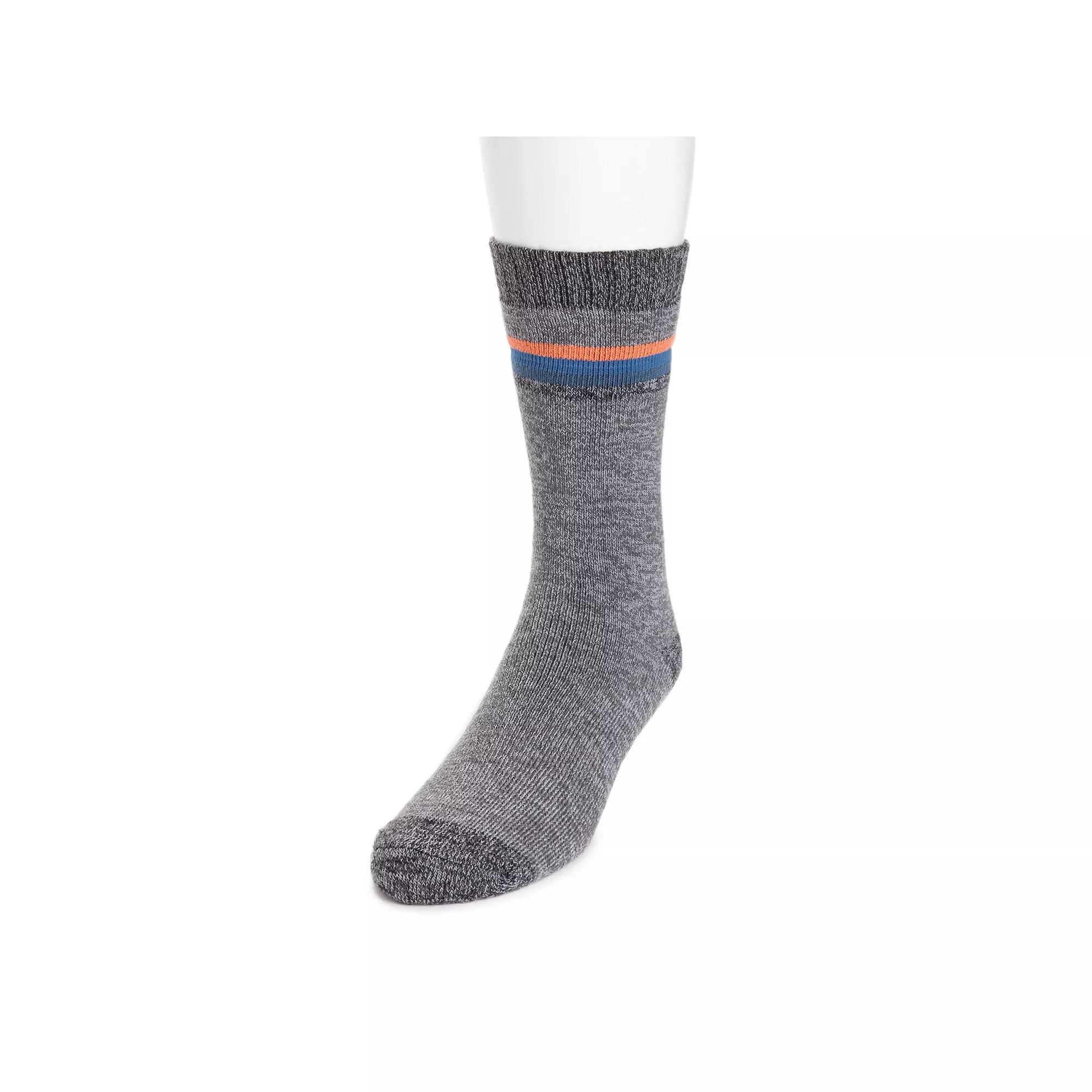 Men's MUK LUKS Stripe Top Crew Socks, Gray Stripe Product Image