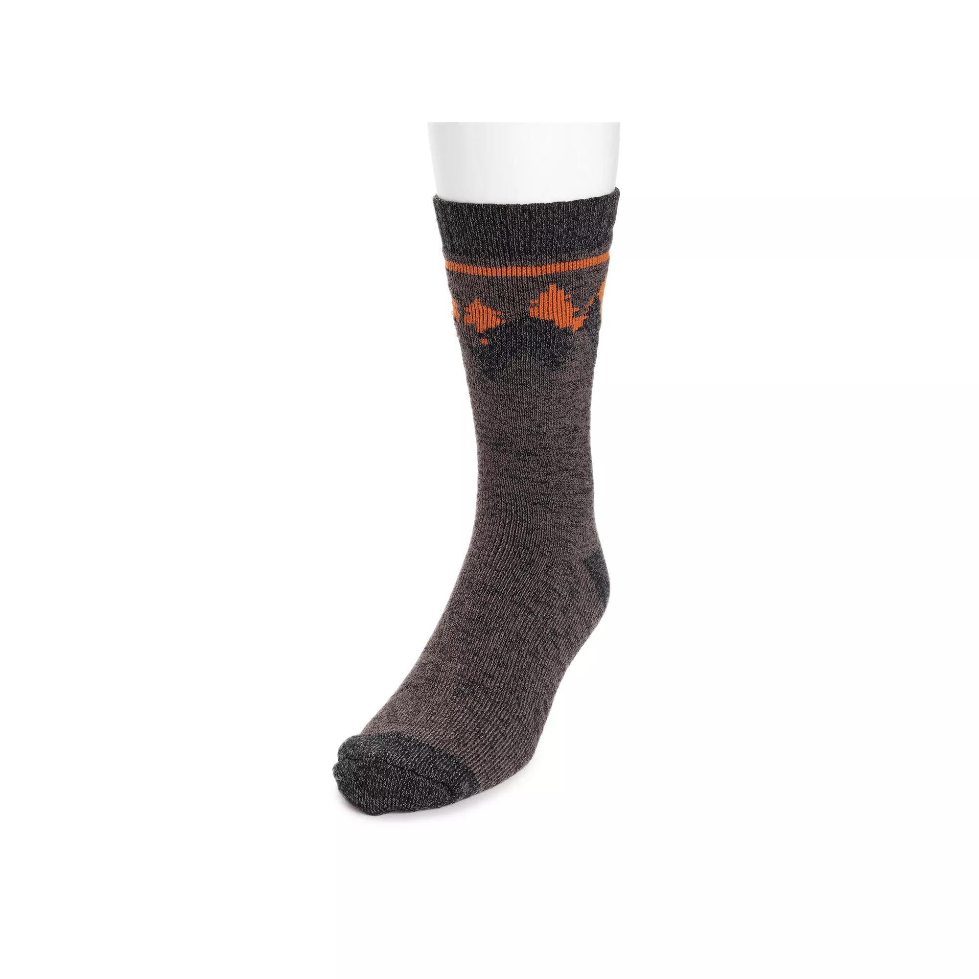 Men's MUK LUKS Stripe Top Crew Socks, Gray Stripe Product Image