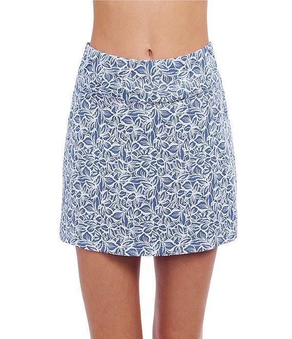 Profile by Gottex Plumeria Texture Knit Leafy Print High Waist Pull-On Skirted Swim Cover-Up Product Image