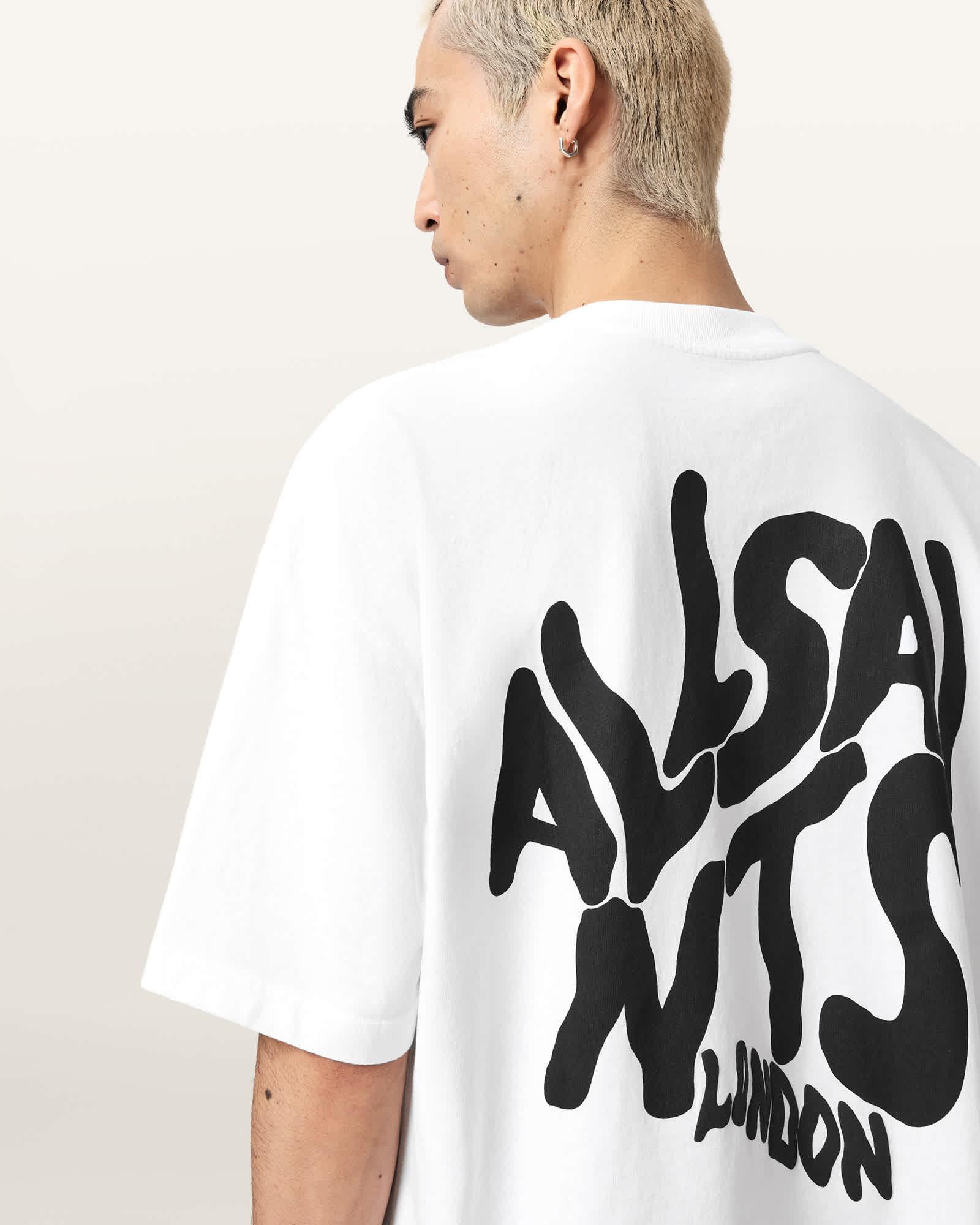 Orlando Logo Print Oversized T-Shirt ASHEN WHITE | ALLSAINTS US Product Image