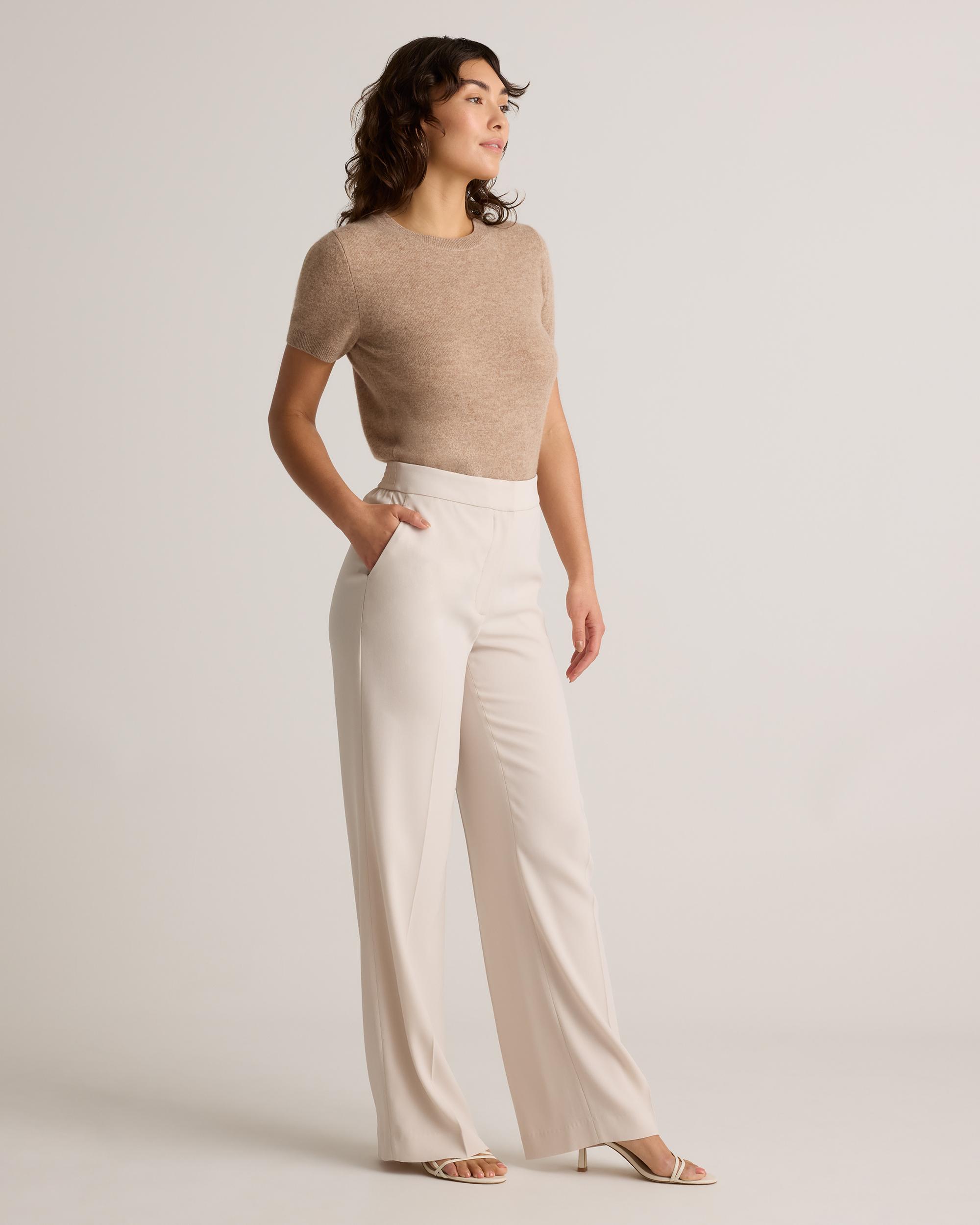 Quince | Women's Stretch Crepe Classic Trouser Pants Recycled Polyester Product Image