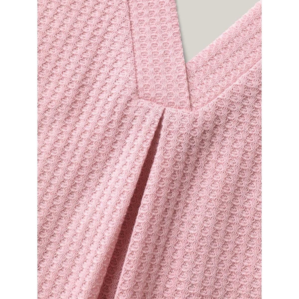 Plus Size Hollow Back Slim-Fit Pleated Sleeveless Top Women Crepe Casual Texture V-neck Everyday Tank Tops Camis BloomChic 18-20/2X Product Image