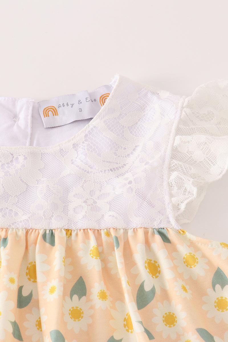 Yellow floral lace dress Product Image