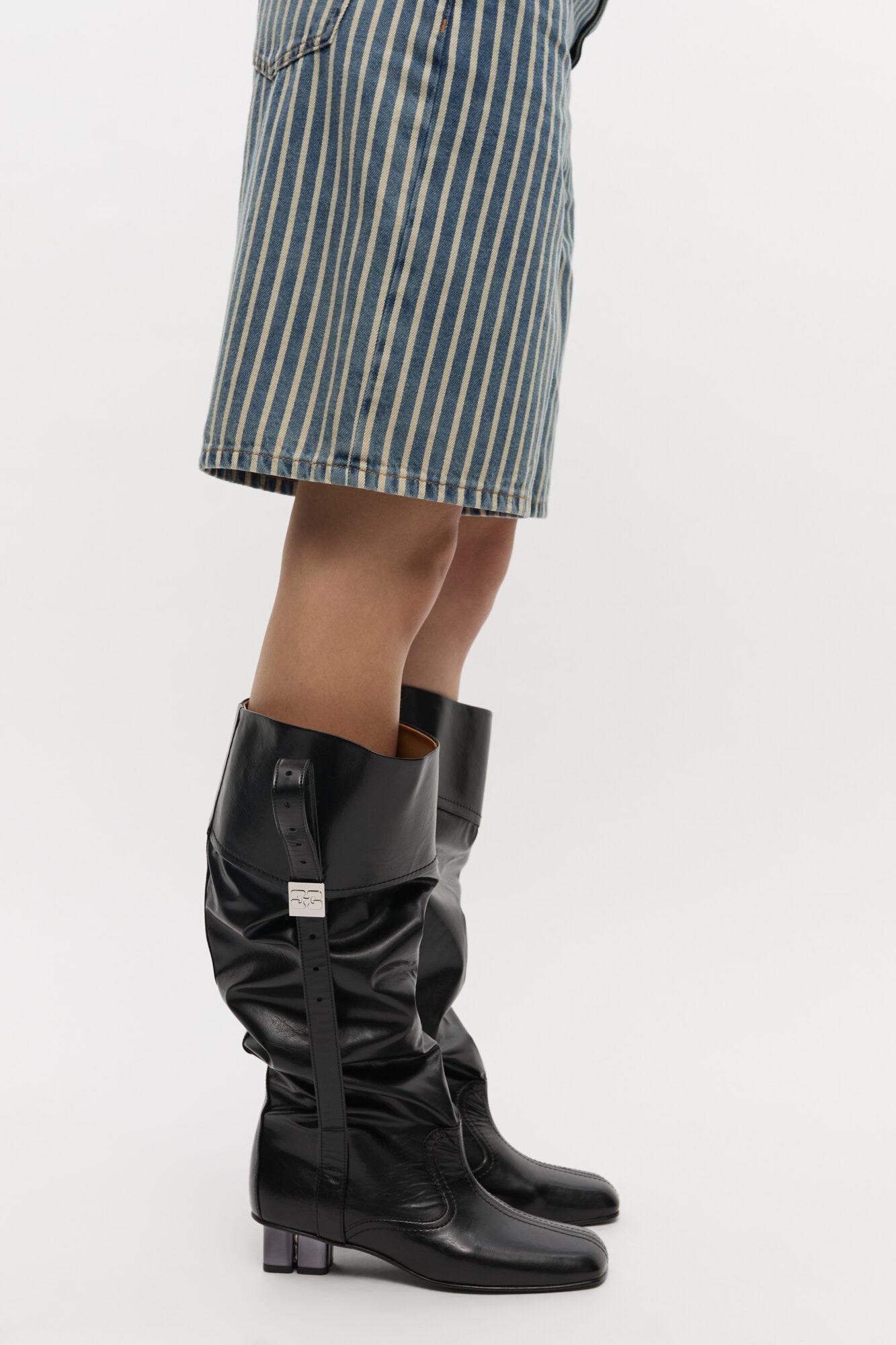 Black Slouchy Knee Boots Product Image