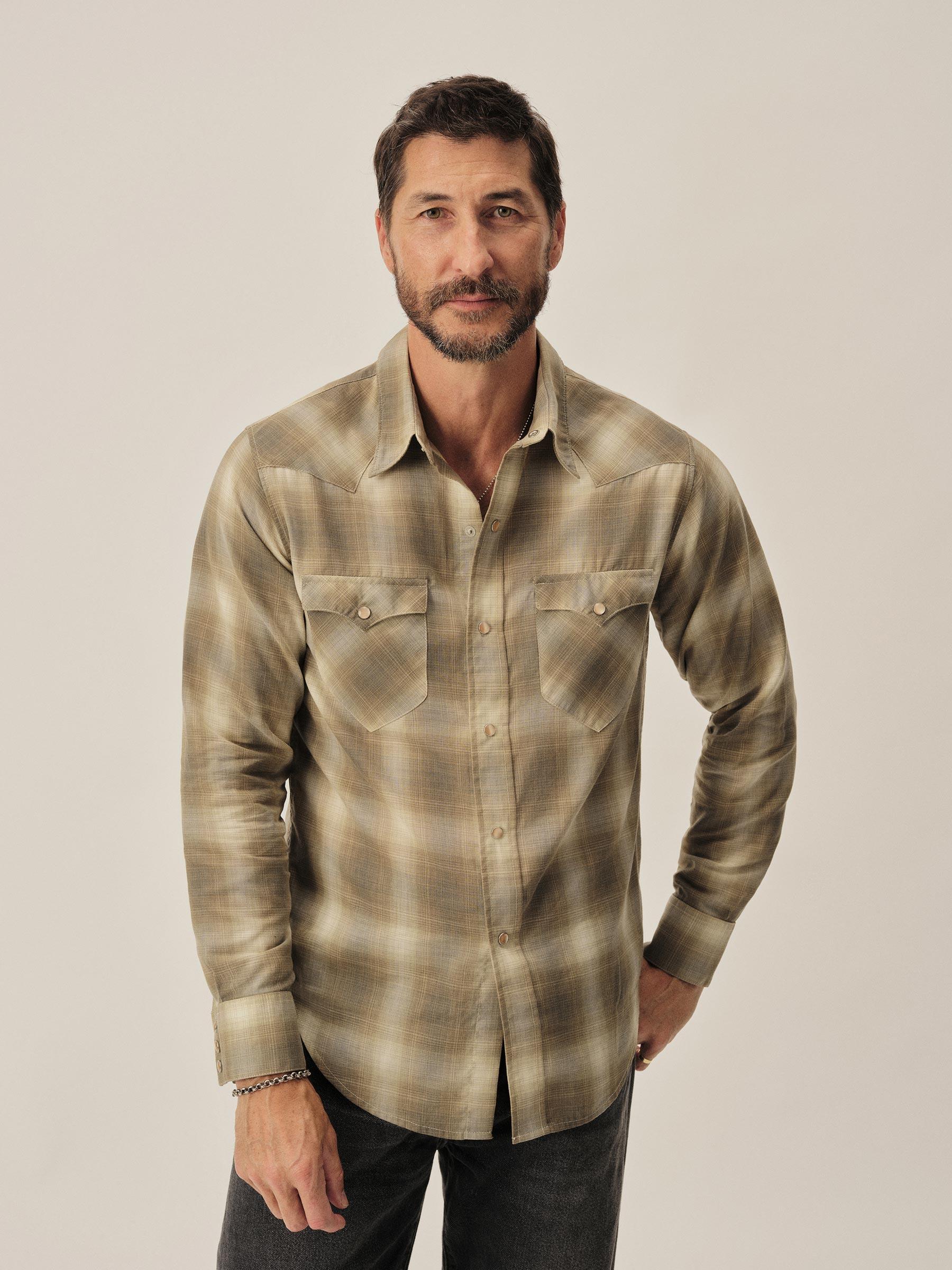 Sage Brush Shadow Plaid Palomino Western Shirt Product Image