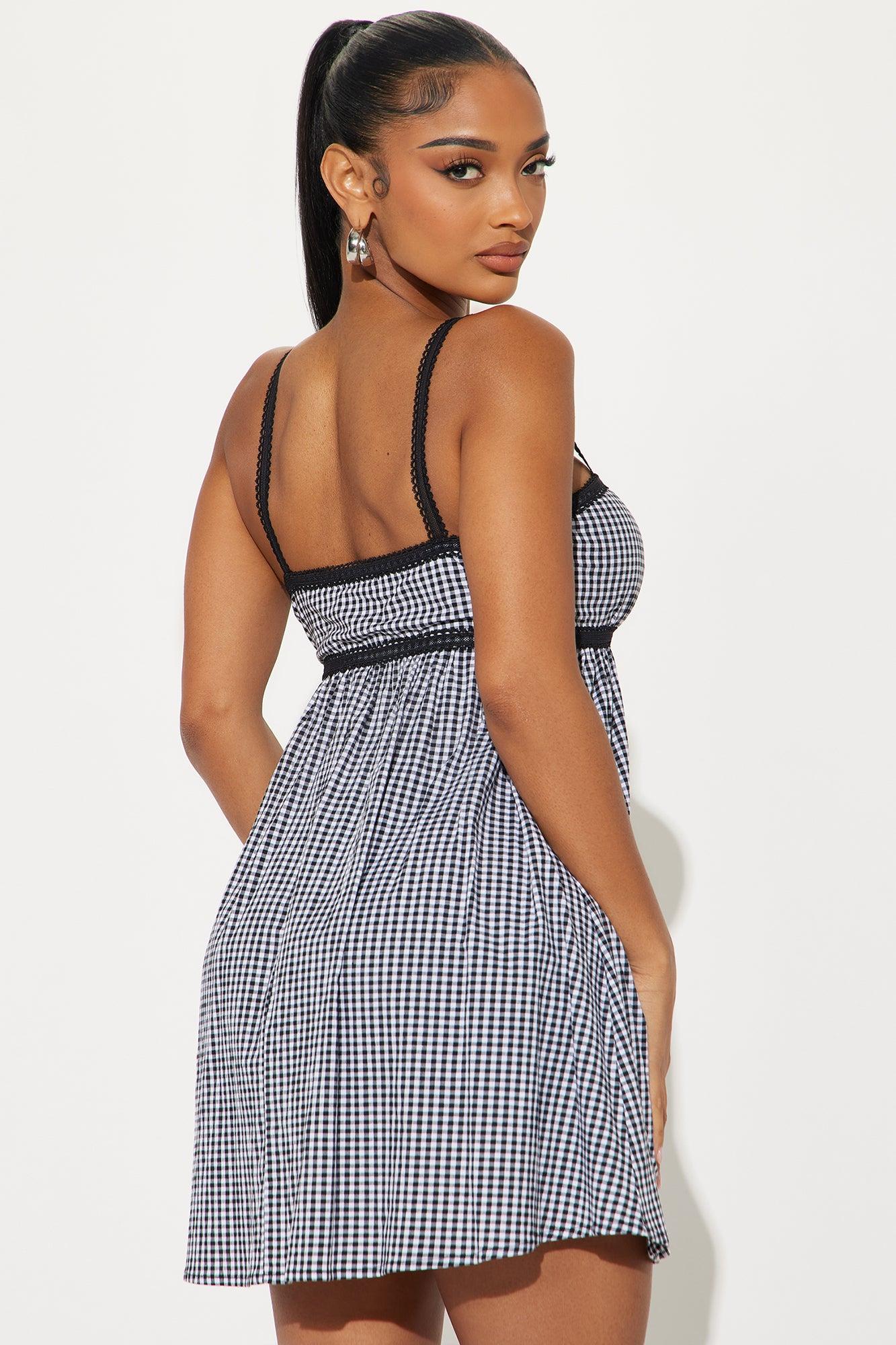 Remy Gingham Micro Mini Dress - Black/combo Product Image