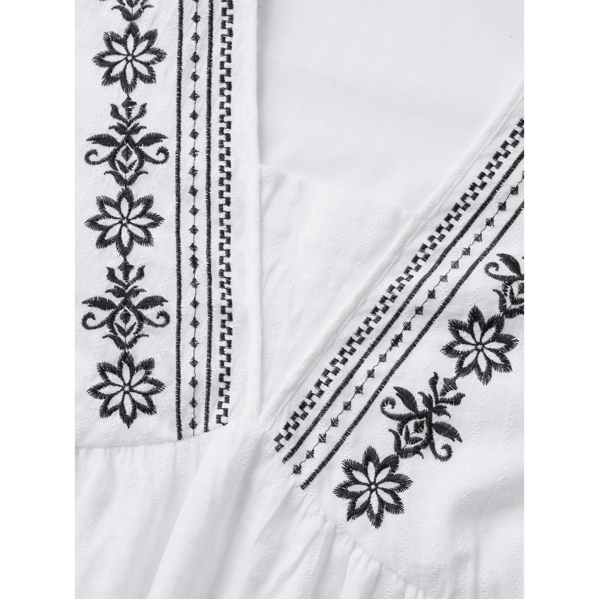 Plus Size Pure Cotton Jacquard Embroidered Tank Top Women WhiteSmoke Boho Texture Square Neck Vacation Tank Tops Camis BloomChic 30/6X Product Image